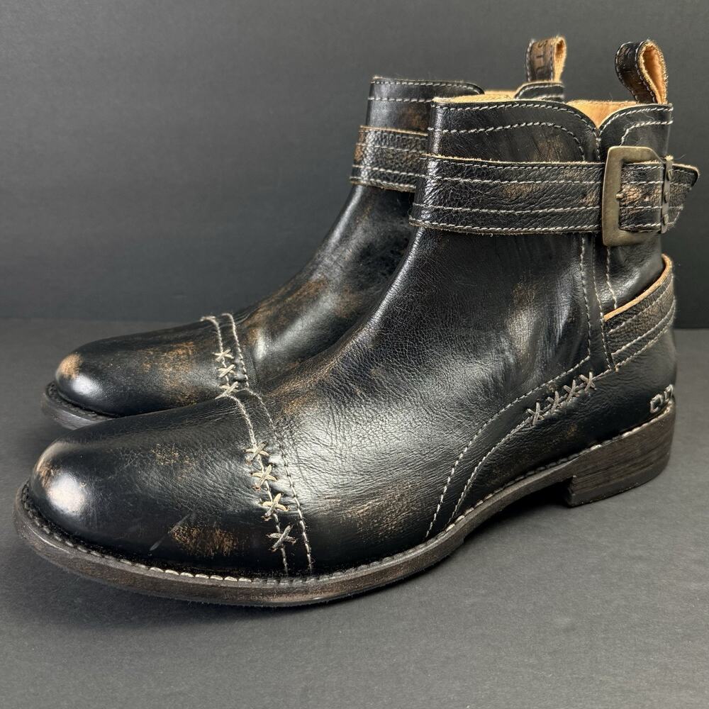 BED STU OO Cobbler Boots Men’s 12 Black Distressed Buckle Leather Boots